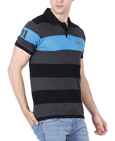 Fanideaz Men’s Half Sleeve Royal Striped Polo T-Shirt Pro